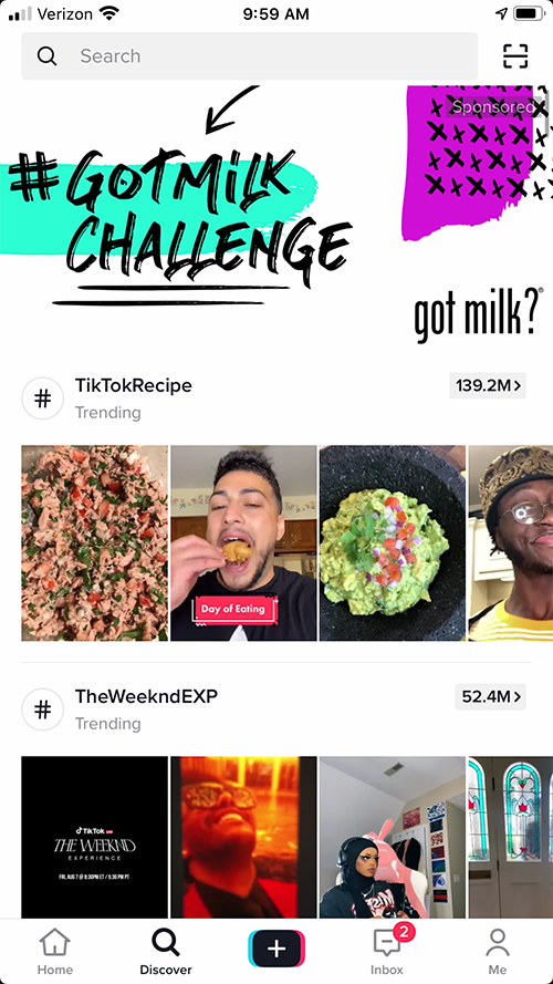 An example of a Hashtag Ad from TikTok.