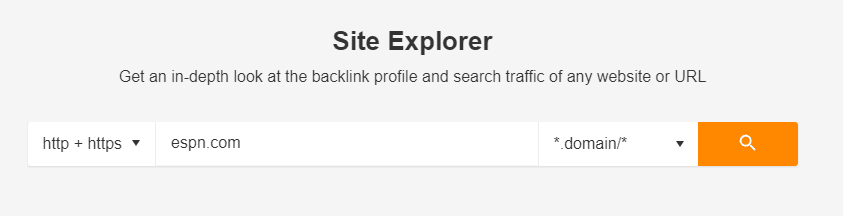 A screenshot of the Ahrefs Site Explorer search bar