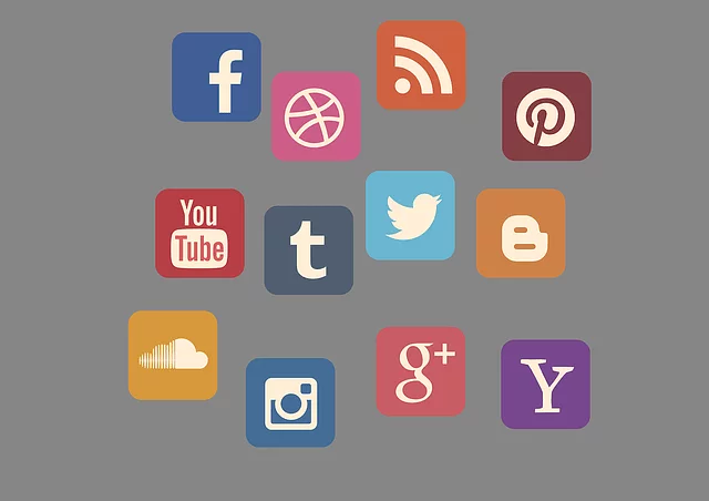 An illustration showing several social media app icons clustered together