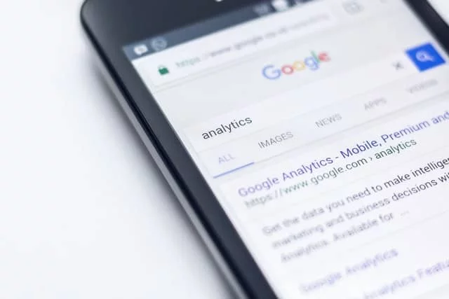 Google Analytics searched on a smartphone