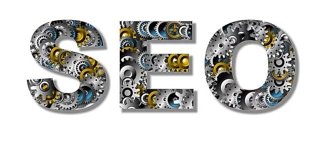 seo letters made of mechanical gears