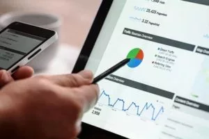 Close-up of a computer screen showing a website’s SEO data