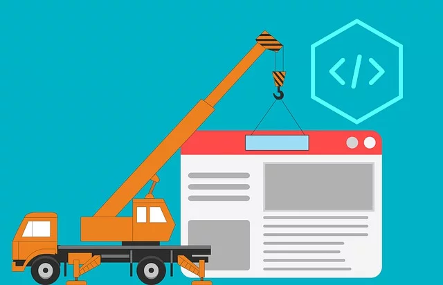 building a web page with a construction vehicle