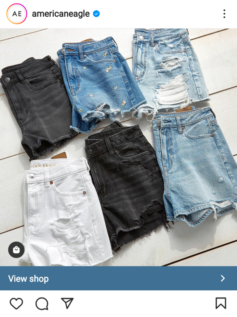 a selection of jean shorts from american eagle