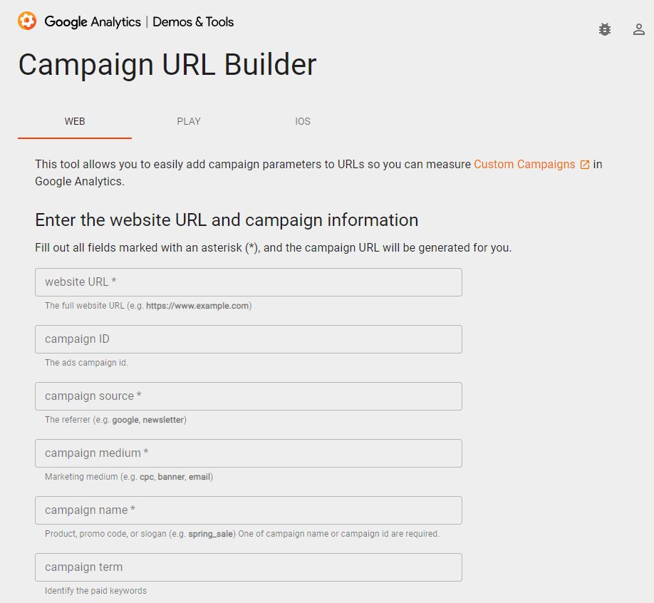 Google’s campaign URL builder for UTM codes