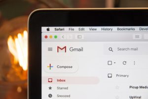 A laptop screen with Gmail application opened