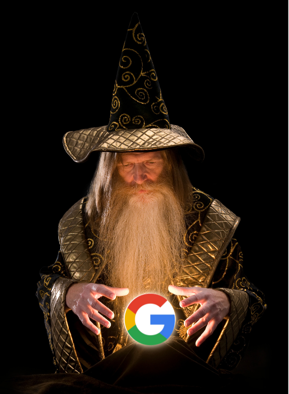 Wizard looking into a Google crystal ball