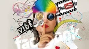 influencer surrounded by social media