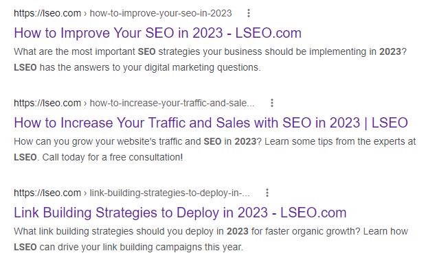 2023 organic results for LSEO posts