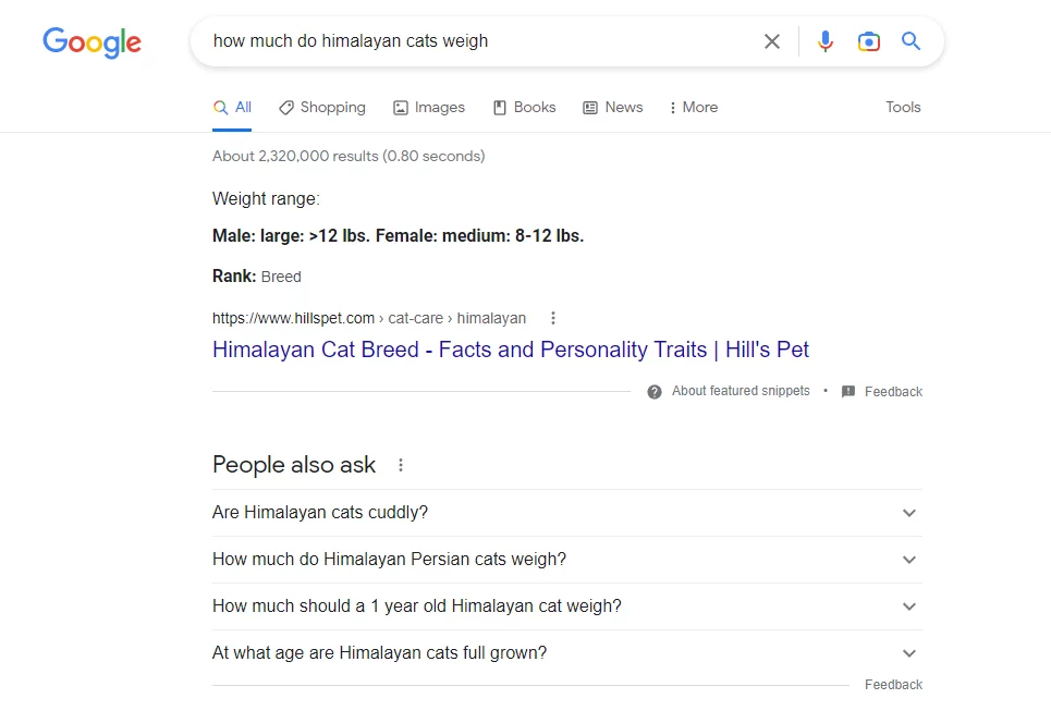 How much do Himalayan cats weigh SERPs